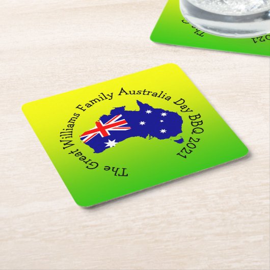 Naam Jaar Australië Dag BBQ toevoegen Kartonnen Onderzetters (Schuin)