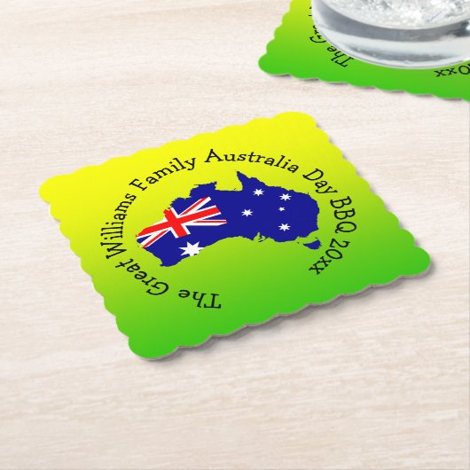 Naam Jaar Australië Dag BBQ toevoegen Kartonnen Onderzetters (Gebogen)