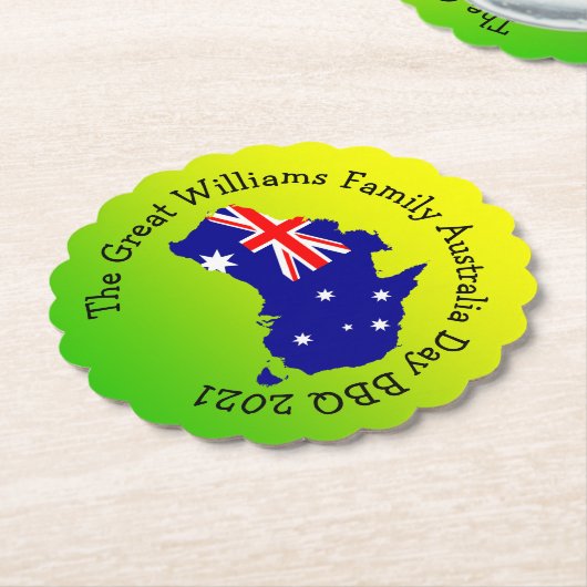 Naam Jaar Australië Dag BBQ toevoegen Kartonnen Onderzetters (Gekanteld)