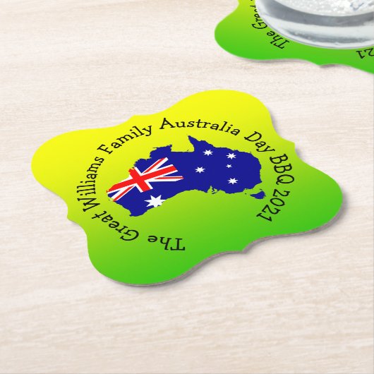 Naam Jaar Australië Dag BBQ toevoegen Kartonnen Onderzetters (Gekanteld)