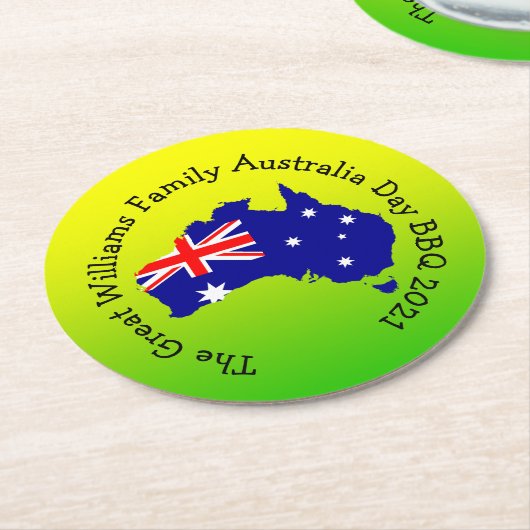 Naam Jaar Australië Dag BBQ toevoegen Ronde Kartonnen Onderzetter (Gebogen)