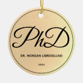 Naam Jaar Geel PhD Afstuderen Keramisch Ornament (Voorkant)