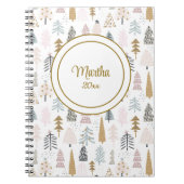 Naam Jaar | Schattige grillig winterboompatroon Notitieboek (Voorkant)