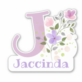 Naam Jaccinda plus Initiaal met Bloemendesign Sticker