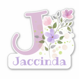 Naam Jaccinda plus Initiaal met Floral Design Sticker
