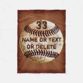 Naam, Jersey Number Cool Baseball Blanket, 3 Sizze Fleece Deken