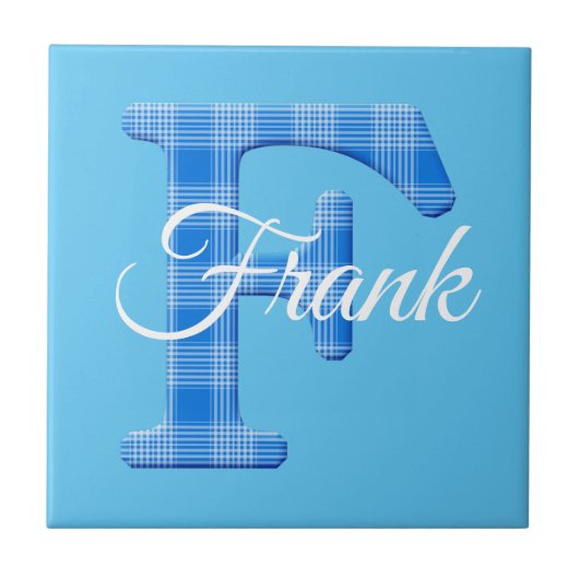 Naam Jongen Aangepaste Plaid Letter F Tegeltje (Voorkant)