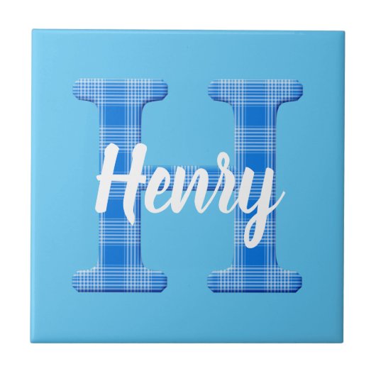 Naam Jongen Aangepaste Plaid Letter H Tegeltje (Voorkant)