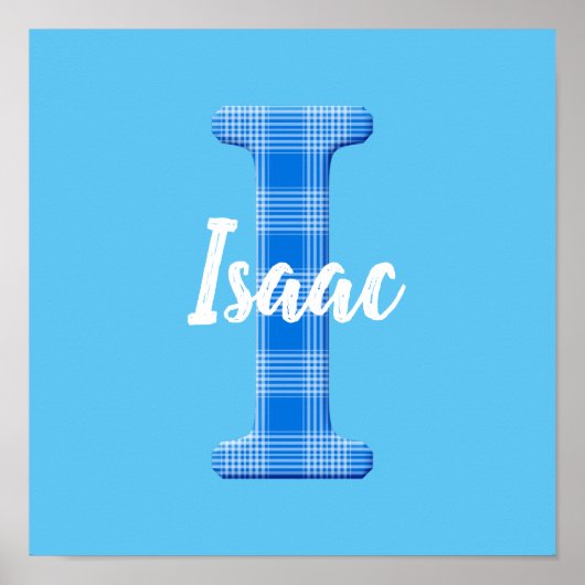Naam Jongen Aangepaste Plaid Letter I Poster (Voorkant)