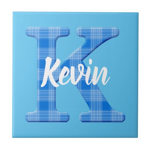 Naam Jongen Aangepaste Plaid Letter K Tegeltje (Voorkant)