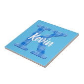 Naam Jongen Aangepaste Plaid Letter K Tegeltje (Zijkant)