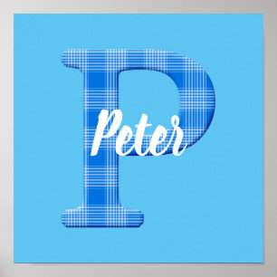 Naam Jongen Aangepaste Plaid Letter P Poster