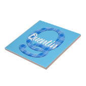 Naam Jongen Aangepaste Plaid Letter Q Tegeltje (Zijkant)