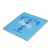 Naam Jongen Aangepaste Plaid Letter T Tegeltje (Zijkant)