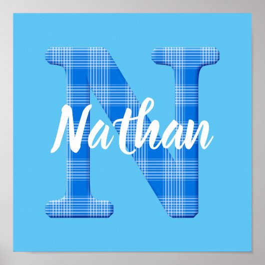 Naam Jongen Aangepaste Schotse Ruit Letter N Poster (Voorkant)