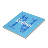 Naam Jongen Aangepaste Schotse Ruit Letter N Tegeltje (Zijkant)