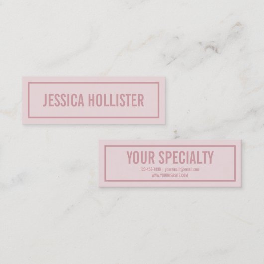Naam jouw naam of bedrijf | Moderne Roos Blush Mini Visitekaartje (Voorkant / Achterkant)