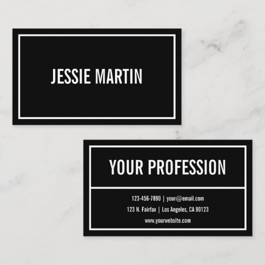 Naam jouw naam of bedrijf | Moderne witte grens Visitekaartje (Voorkant / Achterkant)