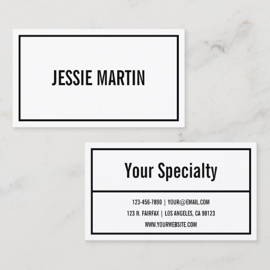 Naam jouw naam of bedrijf | Moderne Zwarte grens Visitekaartje (Voorkant / Achterkant)