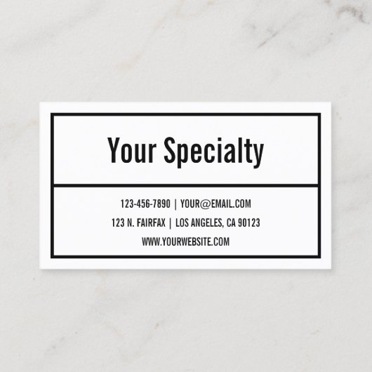 Naam jouw naam of bedrijf | Moderne Zwarte grens Visitekaartje (Achterkant)