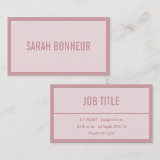 Naam jouw naam of bedrijf | Roos Blush v2 Visitekaartje (Voorkant / Achterkant)