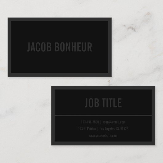 Naam jouw naam of bedrijf | Zwart-donkergrijs Visitekaartje (Voorkant / Achterkant)
