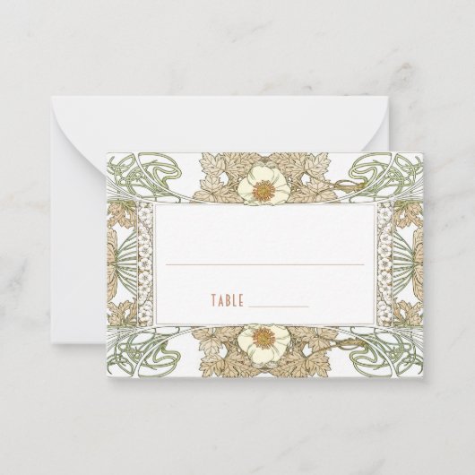 Naam Kaarten Bindtafel  Art Nieuw Notitiekaartje (Voorkant)