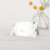 Naam Kaarten Bindtafel Goud en groen Geometrisch Plaatskaartje (Achterkant)