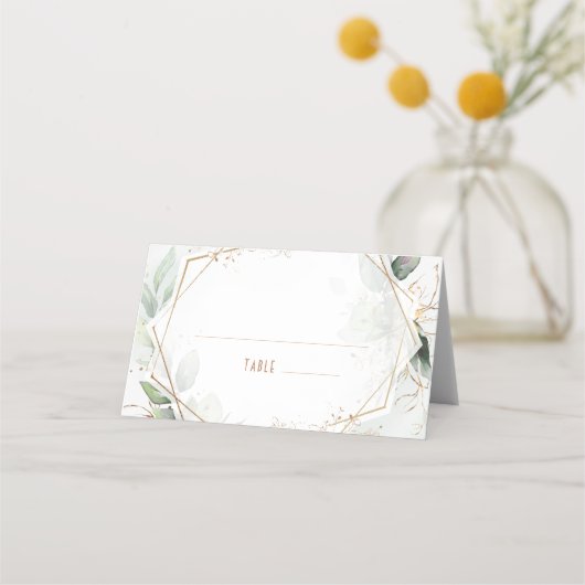 Naam Kaarten Bindtafel Goud en groen Geometrisch Plaatskaartje (Achterkant)