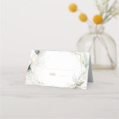 Naam Kaarten Bindtafel Goud en groen Geometrisch Plaatskaartje (Voorkant)