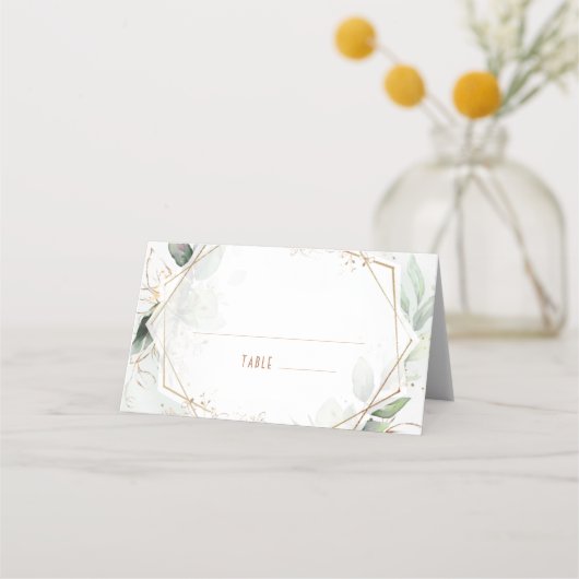 Naam Kaarten Bindtafel Goud en groen Geometrisch Plaatskaartje (Voorkant)