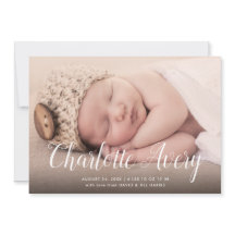 Naam kalligrafie Foto geboortedatum aankondiging