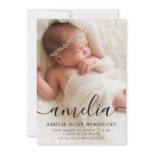 Naam kalligrafie Foto geboortedatum aankondiging