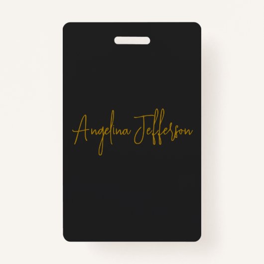 Naam Kalligrafie Professioneel Elegant Gouden Kleu Badge (Voorkant)