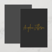 Naam Kalligrafie Professioneel Elegant Gouden Kleu Bedankkaart (Voorkant / Achterkant)