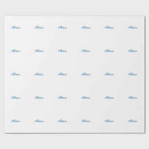 Naam kalligrafie script gewoon eenvoudig wit blauw cadeaupapier