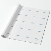 Naam kalligrafie script gewoon eenvoudig wit blauw cadeaupapier (Uitgerold)