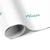 Naam kalligrafie script gewoon eenvoudig wit blauw cadeaupapier (Rol Hoek)