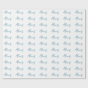 Naam kalligrafie script gewoon eenvoudig wit blauw cadeaupapier
