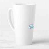 Naam kalligrafie script gewoon eenvoudig wit blauw latte mok (Linkerhoek)