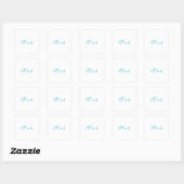 Naam kalligrafie script gewoon eenvoudig wit blauw vierkante sticker (Vel)
