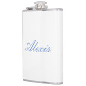 Naam Kalligrafie Script Plain Simple White Blue Heupfles (Links)