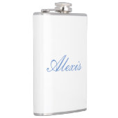 Naam Kalligrafie Script Plain Simple White Blue Heupfles (Rechts)