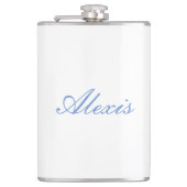 Naam Kalligrafie Script Plain Simple White Blue Heupfles (Voorkant)