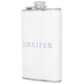 Naam Kalligrafie Script Plain Simple White Blue Heupfles (Links)