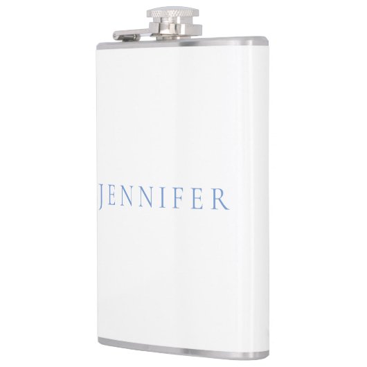 Naam Kalligrafie Script Plain Simple White Blue Heupfles (Links)