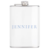 Naam Kalligrafie Script Plain Simple White Blue Heupfles (Voorkant)