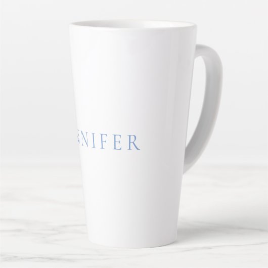 Naam Kalligrafie Script Plain Simple White Blue Latte Mok (Rechterhoek)