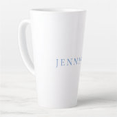 Naam Kalligrafie Script Plain Simple White Blue Latte Mok (Linkerhoek)