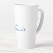 Naam Kalligrafie Script Plain Simple White Blue Latte Mok (Rechterhoek)